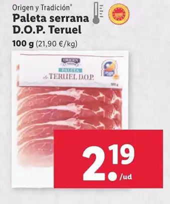 Lidl Paleta Serrana D.O.P Teruel oferta