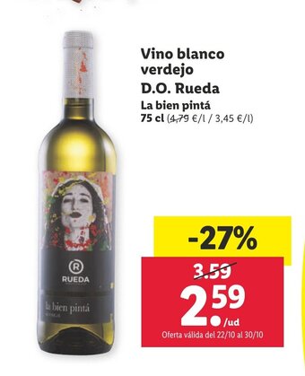 Lidl Vino Blanco Verdejo D.O Rueda oferta