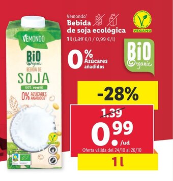 Lidl Bebida de Soja Ecológica oferta