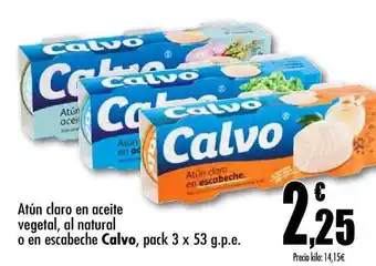 Unide Supermercados Calvo Atún claro en aceite vegetal, al natural o en escabeche 3 x 53g oferta