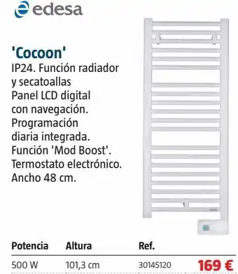 Bauhaus Radiador toallero eléc. cocoon 500w bl oferta