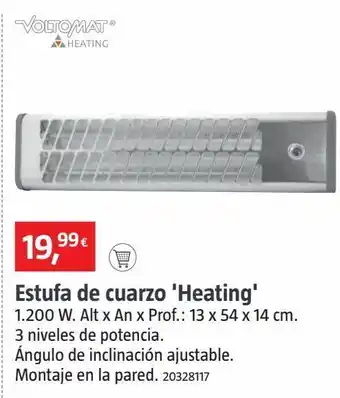 Bauhaus Calefactor cuarzo 1200w voltomat heating oferta