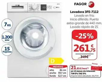 Alcampo Lavadora carga frontal fagor oferta