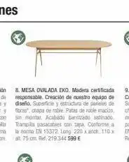 Maisons du Monde 8 mesa ovalada eko. madera certificada responsable. creación de nuestro equipo de diseño. superficie y estructura de paneles oferta