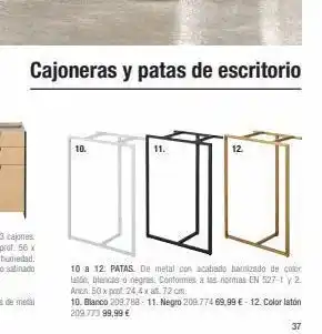 Maisons du Monde Cajoneras y patas de escritorio 10. 11. 12. 10 a 12. patas. de metal con acabado barnizado de color latón, blancas o negr oferta