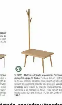 9. ravel madera certificada responsable. creación de nuestro equipo de diseño. perchero, tablero y patas de tresno, acabado b