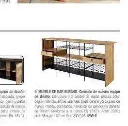 Maisons du Monde 9. mueble de bar burano. creación de nuestro equipo de diseño. estructura y 3 baidas de metal, pintura color negro mate. supe oferta