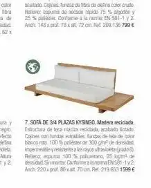 Maisons du Monde 7. sofá de 3/4 plazas kysingo. madera reciclada. estructura de teca maciza reciclada, acabado tintado. cojines con tundas ext oferta