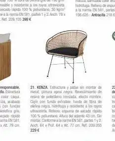 Maisons du Monde 21. kenza. estructura y patas sin mantar de metal, pintura epoxi negra. revestimiento de resina de polietileno trenzada, efec oferta