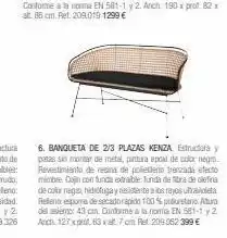 Maisons du Monde 6. banqueta de 2/3 plazas kenza estructura y patas sin montar de metal, pintura epoxi de color negro. revestimiento de resina oferta
