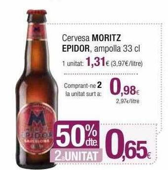 Condis 50% dte 2a unitat cervesa moritz epidor oferta
