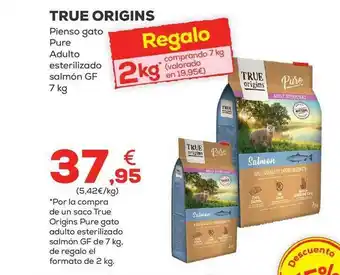 Kiwoko True origins pienso gato pure adulto esterilizado salmón gf oferta