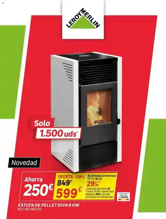 Leroy Merlin Estufa de pellet diva 9 kw oferta