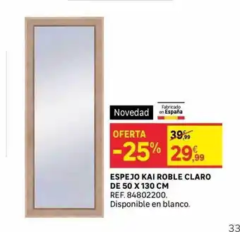 Leroy Merlin Espejo kai roble claro de 50x130 cm oferta