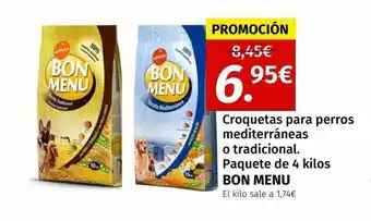 Maskom Supermercados Croquetas para perros mediterráneas o tradicional bon menu oferta