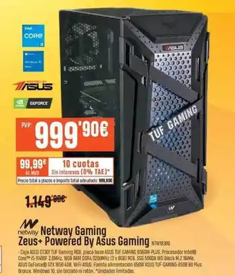 Beep Netway gaming zeus+ powered by asus gaming oferta