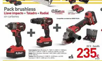 Mi Bricolaje Pack brushless llave impacto + taladro + radial oferta