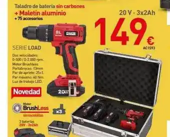Taladro de bareia sin carbones + maletín aluminio serie load