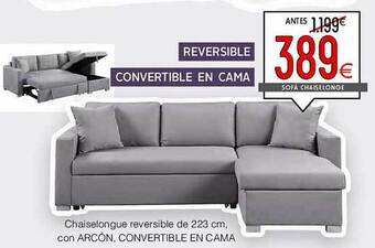 Atrapamuebles Chaiselongue reversible de 223 cm con arcón, convertible en cama oferta