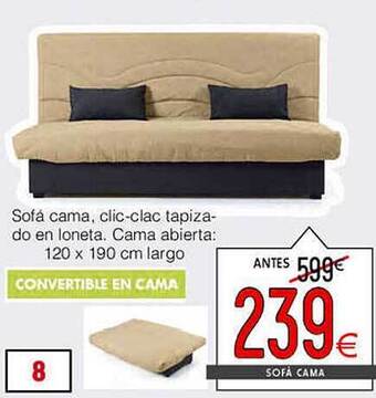 Atrapamuebles Sofá cama, clic-clac tapizado en loneta oferta