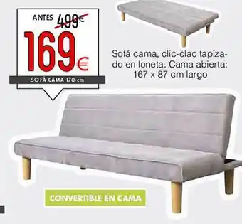 Atrapamuebles Sofá cama clic-clac tapizado en loneta cama abierta oferta