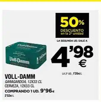 BM Supermercados 50% descuento en la 2a unidad voll-damm cerveza 12x33 cl oferta