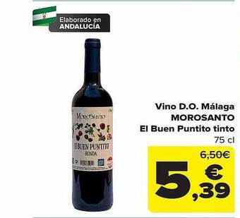 Carrefour Vino d.o. málaga morosanto el buen puntito tinto oferta