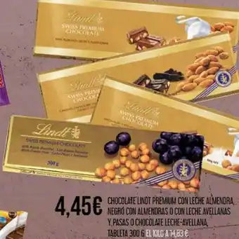 Claudio Chocolate lindt premium con leche almendra negro con almendras o con leche avellanas y pasas o chocolate leche-avellana table oferta
