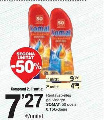 SPAR Fragadis Segona unitat -50% rentavaixelles gel vinagre somat oferta