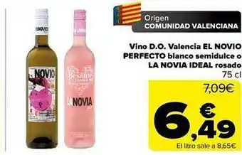 Carrefour Vino d.o. valencia el novio perfecto blanco semidulce o la novia ideal rosado oferta