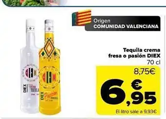Tequila crema fresa o pasión diex
