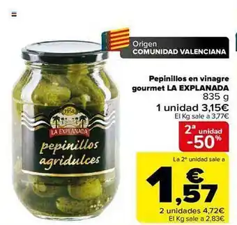 Carrefour 2a unidad -50% pepinillos en vinagre gourmet la explanada oferta