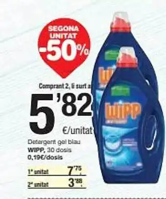 SPAR Segona unitat -50% detergent gel blau wipp oferta