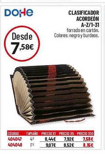 Carlin Dohe clasificador acordeón a-z 1-31 oferta