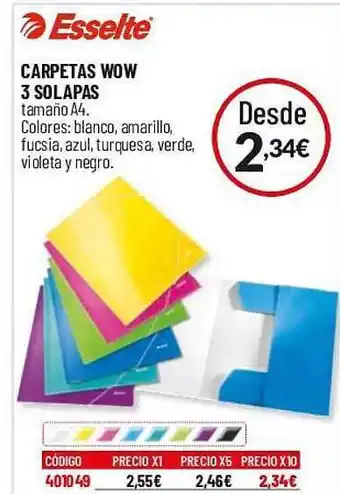 Carlin Esselte carpetas wow 3 solapas oferta