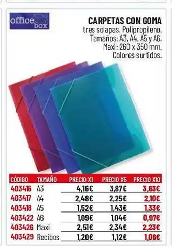 Carlin Carpetas con goma office box oferta