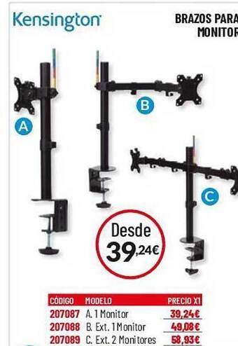Carlin Kensington brazos para monitor oferta