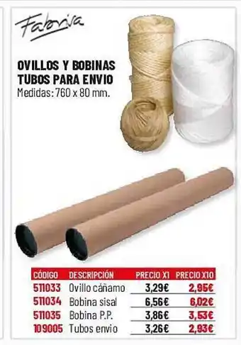 Carlin Fabrisa ovillos y bobinas tubos para envio oferta