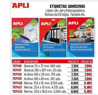 Carlin Apli etiquetas adhesivas oferta