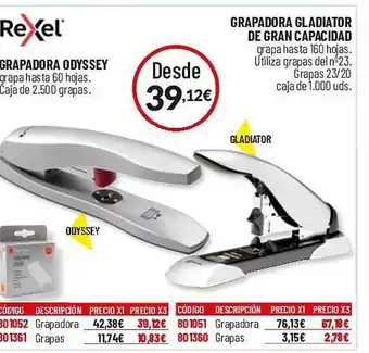 Carlin Rexal grapadora odyssey grapadora gladiator de gran capacidad oferta