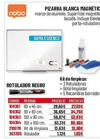 Carlin Nobo pizarra blanca magnétic rotulador negro oferta