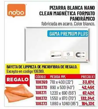 Carlin Nobo pizarra blanca nano clean magnética formato panorámico oferta