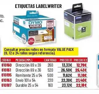 Carlin Etiquetas labelwriter oferta