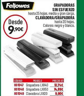 Carlin Fellowes grapadoras sin esfuerzo clavadora grapadora oferta