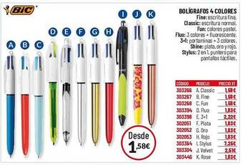 Carlin Bic bolígrafos 4 colores oferta
