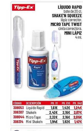 Carlin Tipp-ex líquido rapid shake'n squeeze micro tape twist mini lápiz oferta