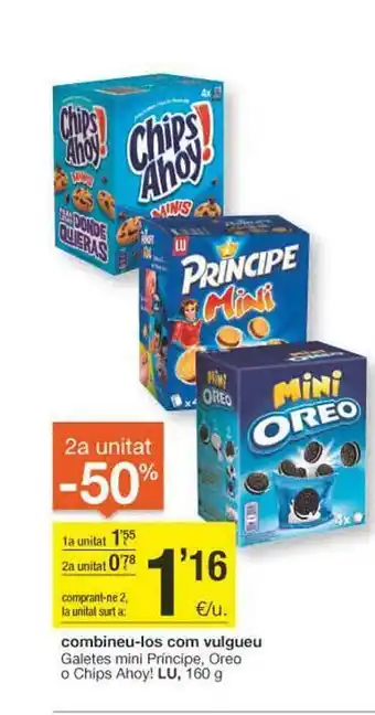 BonpreuEsclat 2a unitat -70% galetes mini principe oréo o chips ahoya oferta