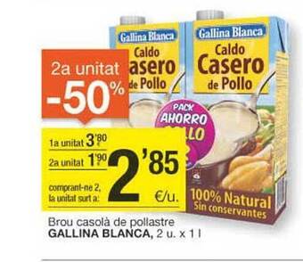 BonpreuEsclat 2a unitat -50% brou casolà de pollastre gallina blanca oferta