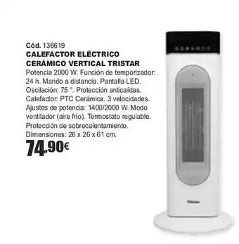 Ferrcash Calefactor eléctrico cerámico vertical tristar oferta