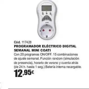 Ferrcash Programador eléctrico digital semanal mini coati oferta